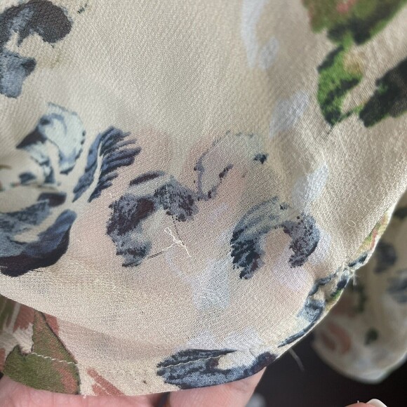 Rory Beca Ivory Print Silk Blouse Asymmetrical Size XS - Picture 8 of 13